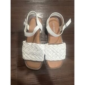 Steve Madden Woven White Sandals Ankle Strap‎ Casual Kids Size 1 JRomma